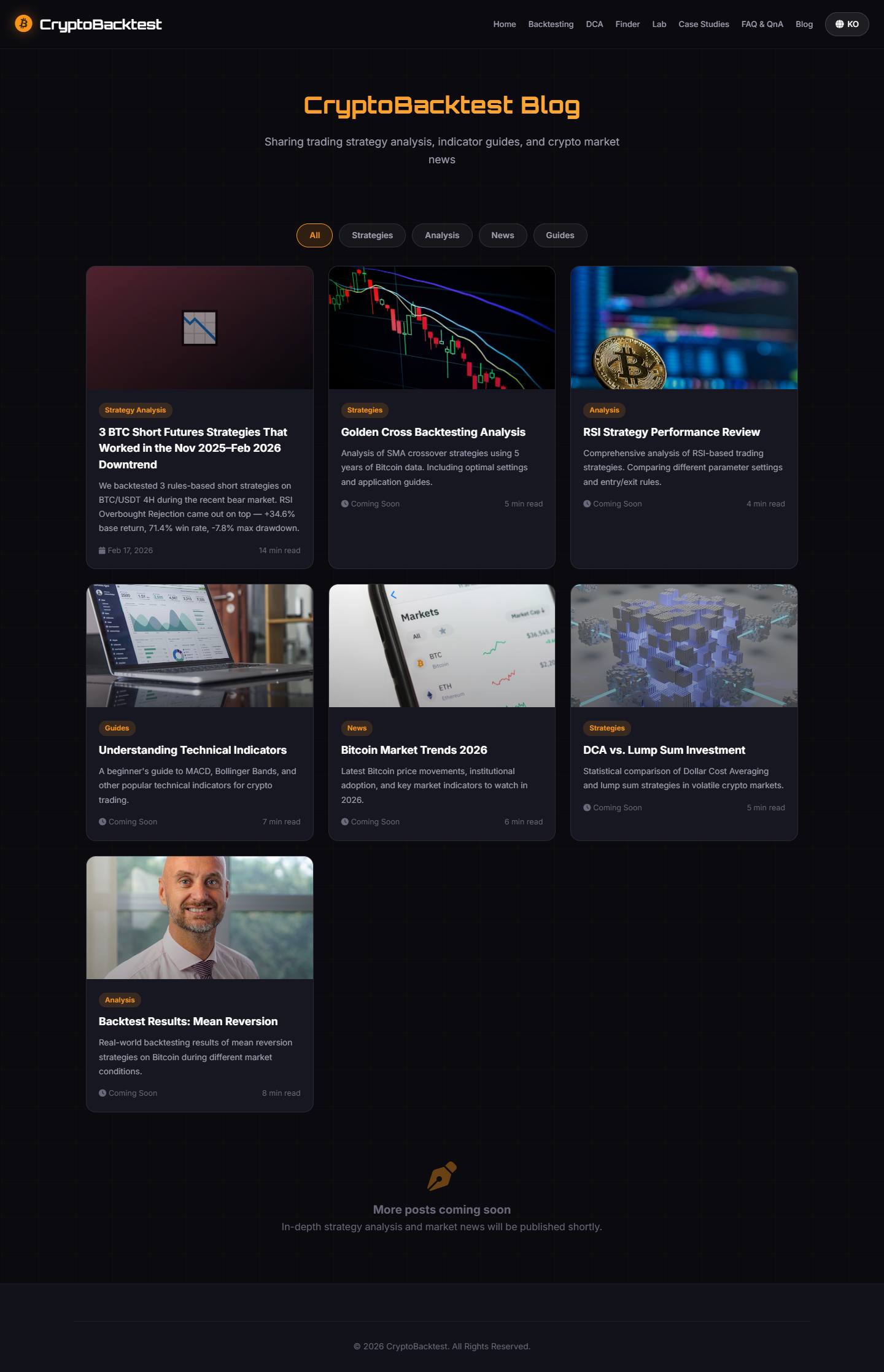 CryptoBacktest blog page